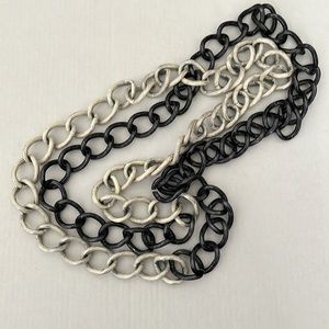 Exaggerated Chunky Necklace. Vintage Long Chunky 30 1/2” 2 Tones Chain Link